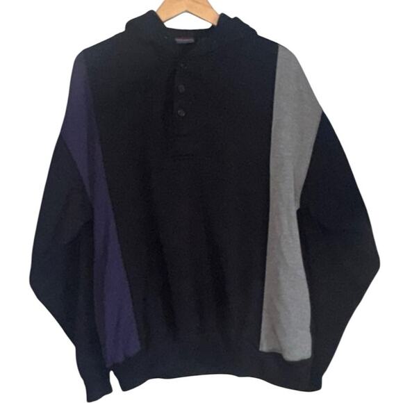 Vintage 80s Sportswear Black Purple Performance Hoodie Sweatshirt Mens Large - Picture 1 of 4